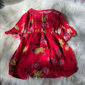 Old Navy Navy Floral Skater Knit Dress Size Small 6-7